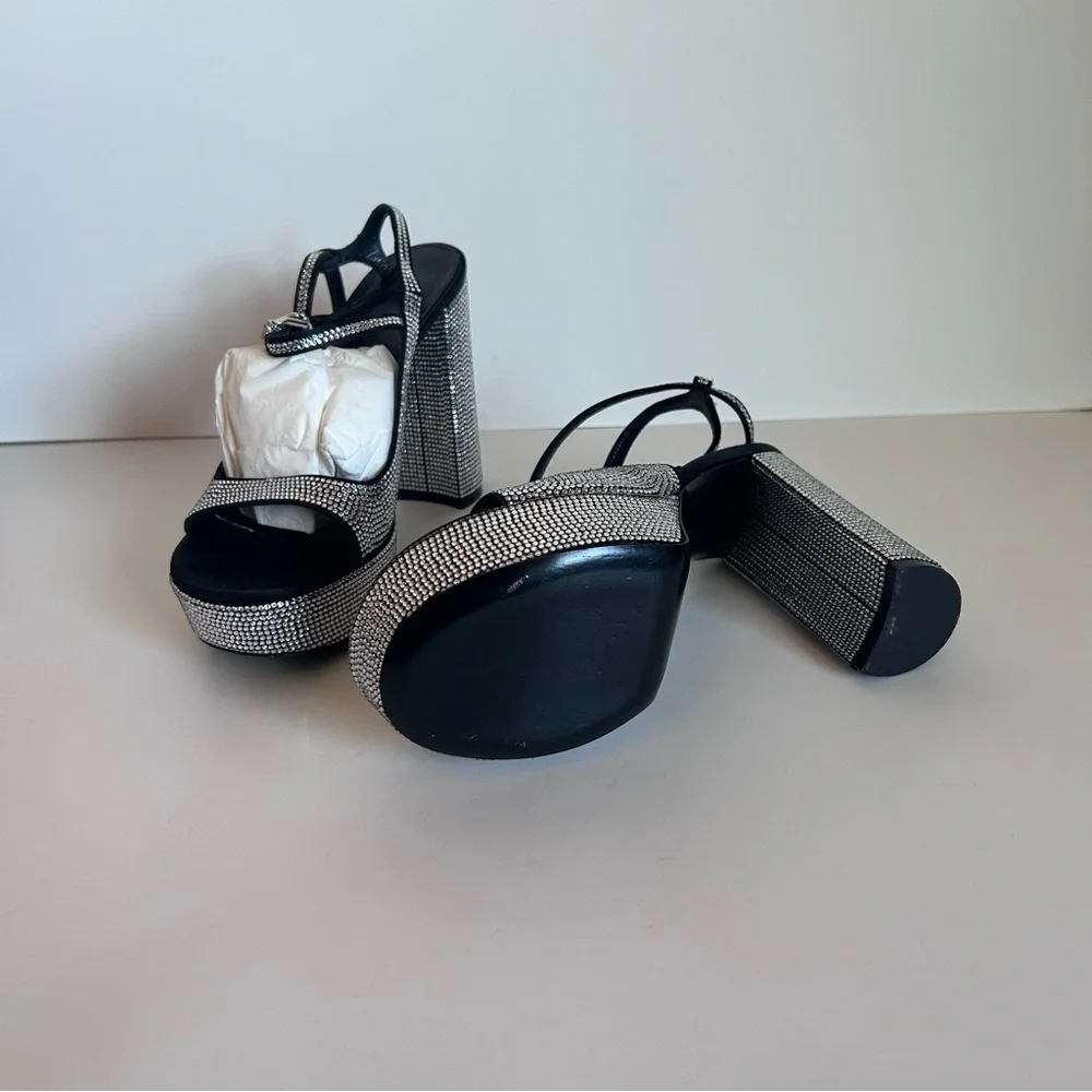 Givenchy Crystal-Embellished Platform Block Heels - Black Silver - Picture 4 of 4